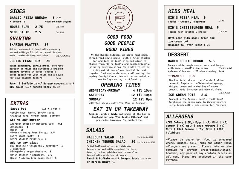 The Rustic Kitchen - Onsite Dining at Hopleys Camping